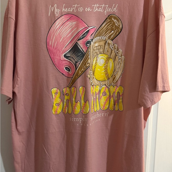 Simply Southern Pink Ball Mom Graphic Tee - Picture 1 of 2